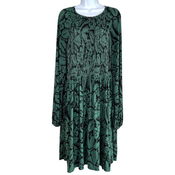 Boden Dresses & Skirts - Boden Womens Smocked Jersey Dress Green Floral Size 12R Versatile Dark Academia